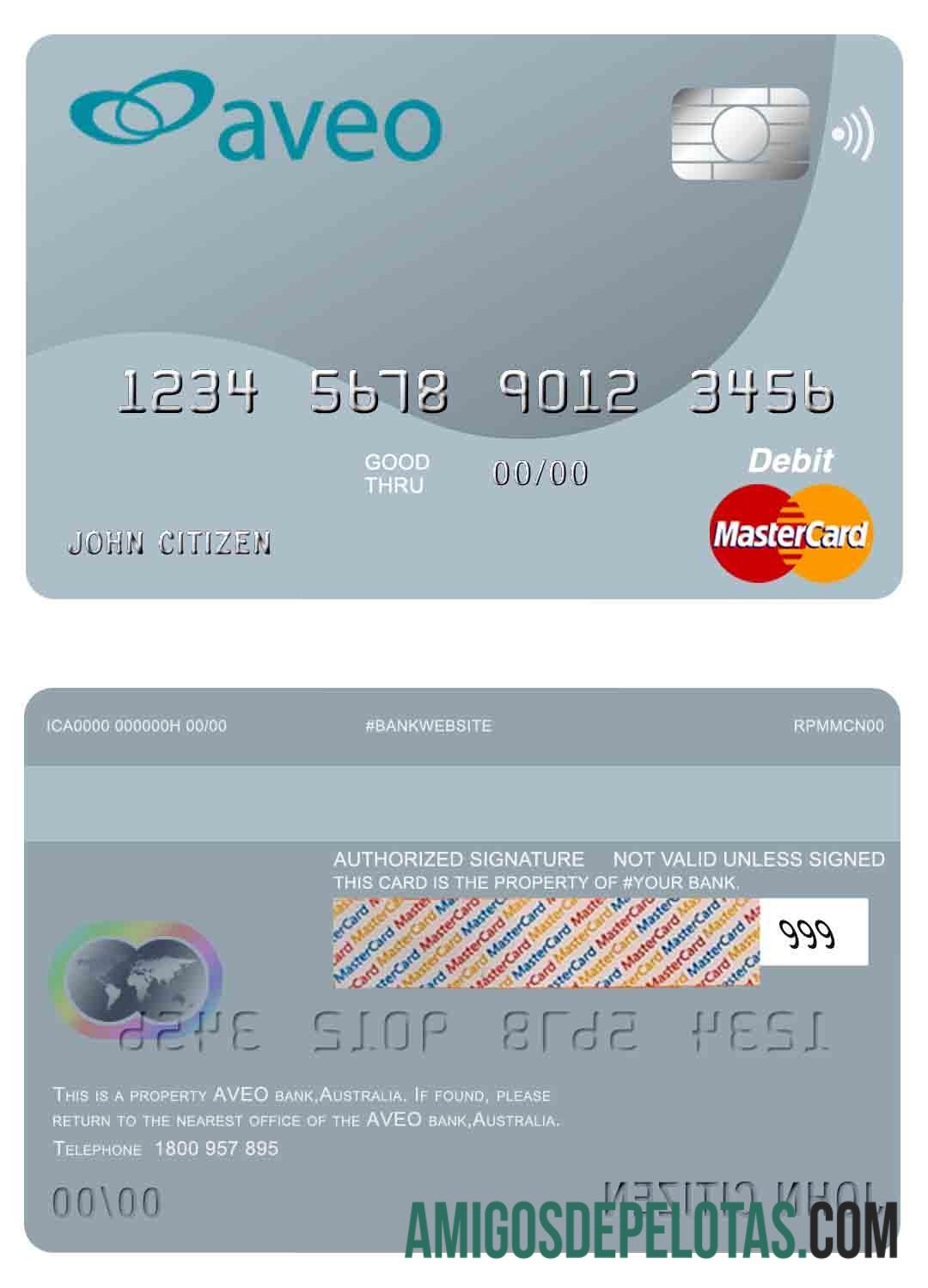 Austrália Aveo Bank Mastercard modelo